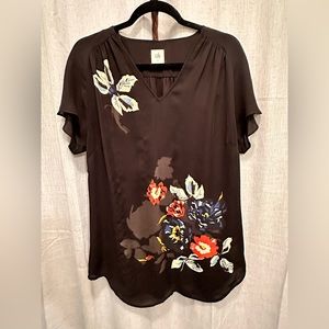 CAbi sheer black chiffon blouse - M